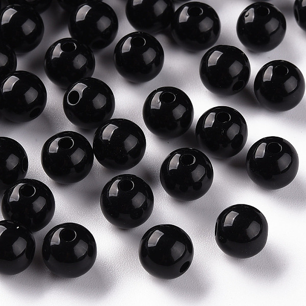 

PandaHall Opaque Acrylic Beads, Round, Black, 8x7mm, Hole: 2mm Acrylic Round Black