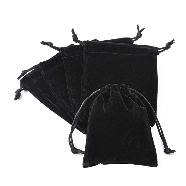 

PandaHall Velvet Jewelry Bags, Black, about 10cm wide, 12cm long Velvet Black
