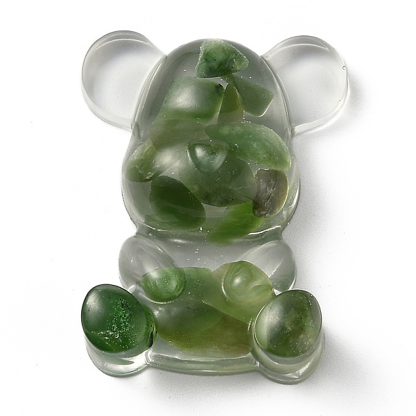 

PandaHall Resin Display Decorations, with Natural Green Jade Chips Inside, Bear, 53.5~53.8x41~41.5x17.5~21mm Green Jade Bear