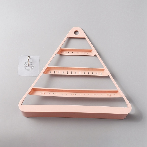 

PandaHall Triangle Plastic Jewelry Display Frame, with Command Hooks, for Earrings, Necklaces, Bracelets Storage, Pink, 25x28.8x5.3cm, about...