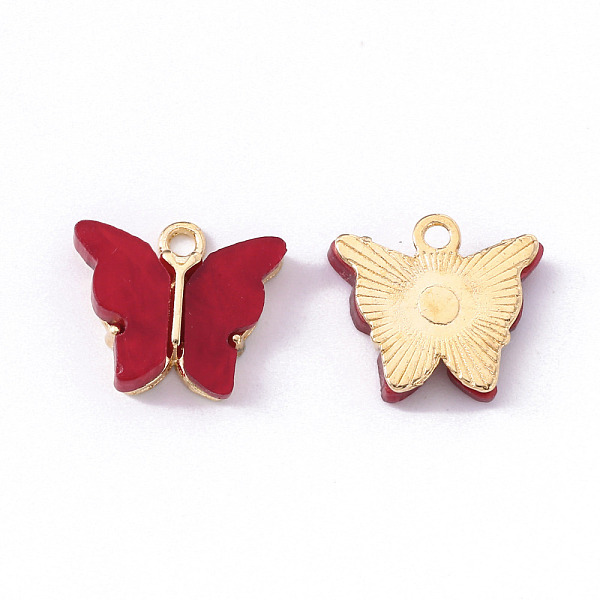 

PandaHall Alloy Enamel Pendants, Butterfly, Light Gold, FireBrick, 14x16.5x3mm, Hole: 1.6mm Alloy+Enamel Butterfly Red