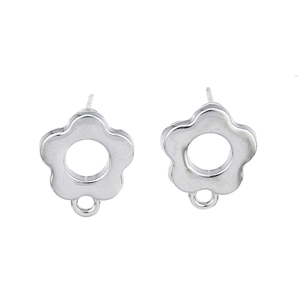 

PandaHall Alloy Stud Earring Findings, with Horizontal Loops and 304 Stainless Steel Pins, Flower, Cadmium Free & Nickel Free & Lead Free...