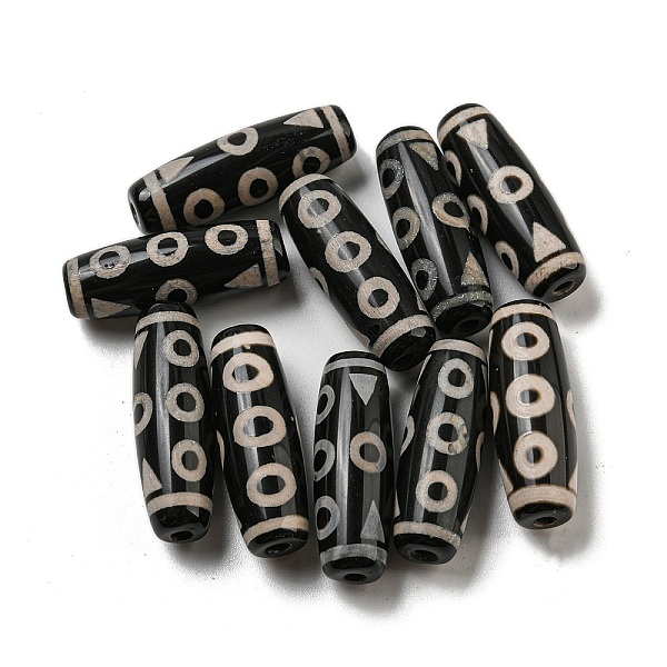 

PandaHall Tibetan Style dZi Beads Strands, Natural Dyed Agate Beads, Rice, Black, 8-Eye, 28.5~30x10mm, Hole: 2~2.5mm Tibetan Agate Rice...