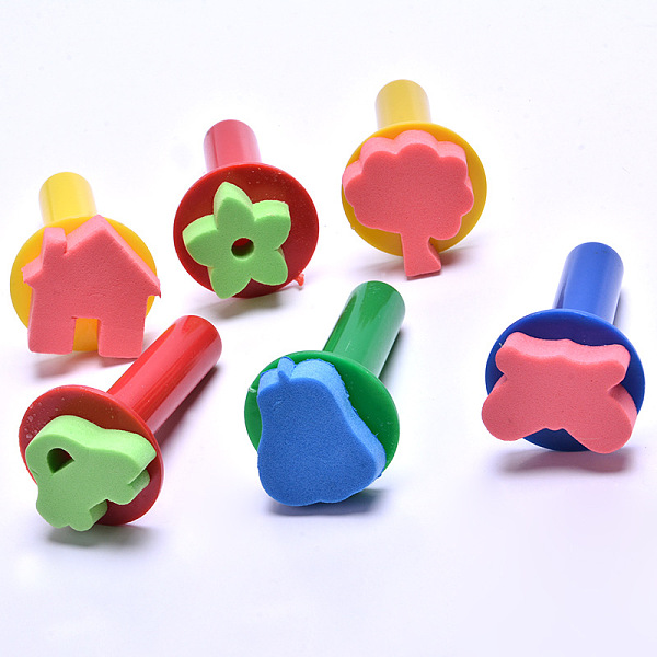 

PandaHall Plastic and Sponge Stamp, Painting Tools for Children, Mixed Shapes, Random Single Color or Random Mixed Color, 74~75.5x41mm..., Multicolor