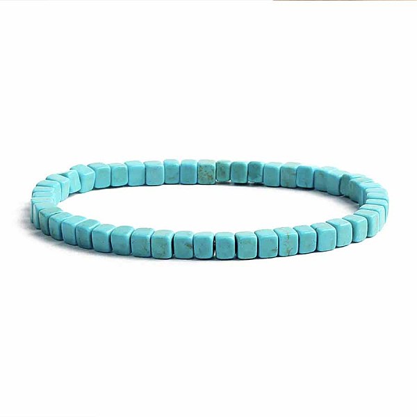 

PandaHall Turquoise Bracelet with Elastic Rope Bracelet, Male and Female Lovers Best Friend Natural Gemstone