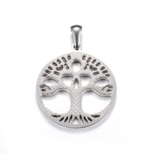 

PandaHall 304 Stainless Steel Pendants, Flat Round with Tree of Life, Stainless Steel Color, 27.5x25x2mm, Hole: 7x3mm 304 Stainless Steel...