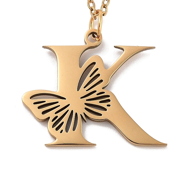 

PandaHall Vacuum Plating 201 Stainless Steel Necklaces, Letter K, 12.09 inch(30.7cm) pendant: about 19x23.5mm. 201 Stainless Steel Letter K