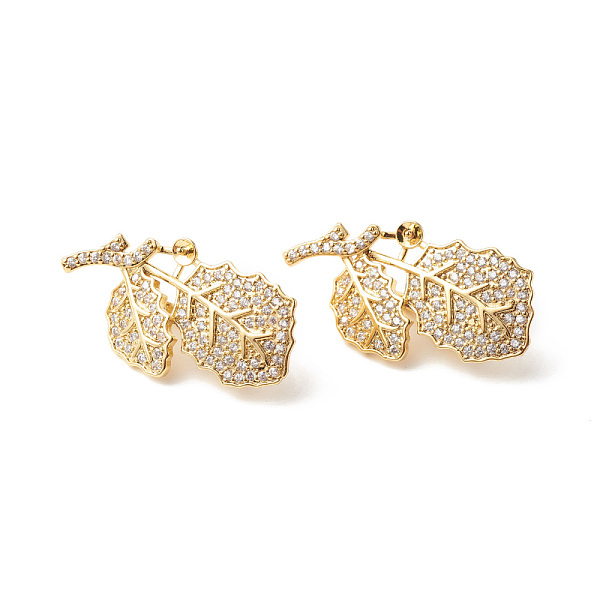 

PandaHall Brass Micro Pave Clear Cubic Zirconia Twister Clasps, for Half Drilled Beads, Cadmium Free & Lead Free, Leaf, Golden...