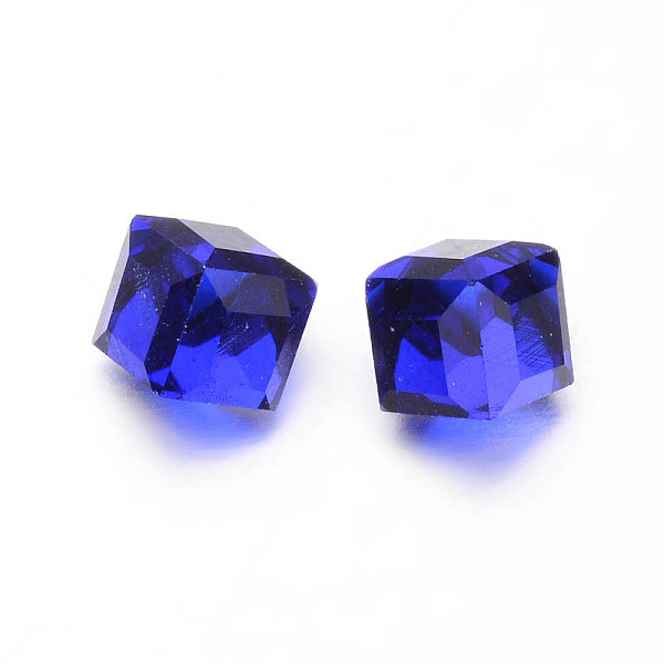

PandaHall Faceted Cube Glass Cabochons, Blue, 8x8x8mm Glass Cube Blue