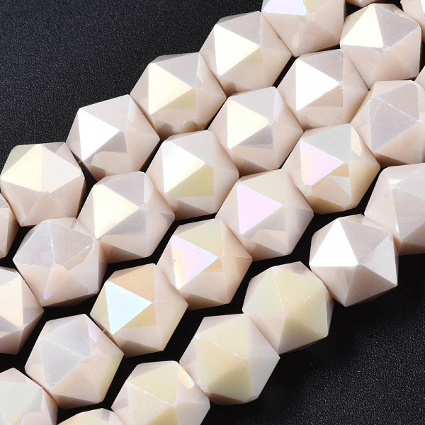 

PandaHall Electroplate Glass Beads Strands, AB Color Plated, Faceted, Star Cut Round Beads, PeachPuff, 8x6.5x4mm, Hole: 1.2mm, about..., Brown