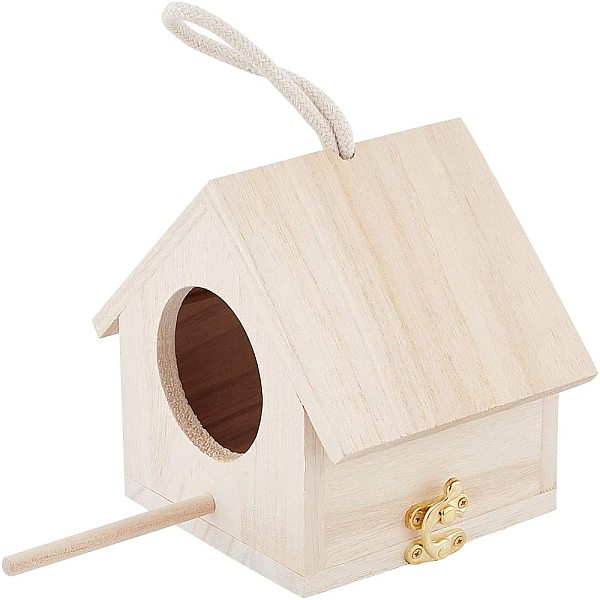 

PandaHall Unfinished Natural Wood Birdhouse, Creative Wooden Hanging Bird House, for Small Bird DIY Birdcage Making or Decoration, BurlyWood..., Orange