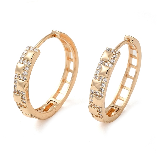 

PandaHall Brass Micro Pave Cubic Zirconia Hoop Earrings, Hollow Rectangle, Light Gold, 25x25.5x4.5mm Brass Rectangle Clear