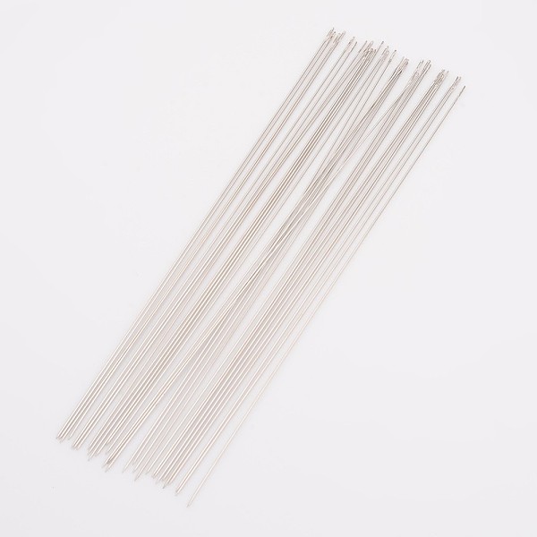 

PandaHall Iron Beading Needles, Silver Color Plated, 120x0.45mm, Hole: 0.5mm, about 28~30pcs/bag Iron