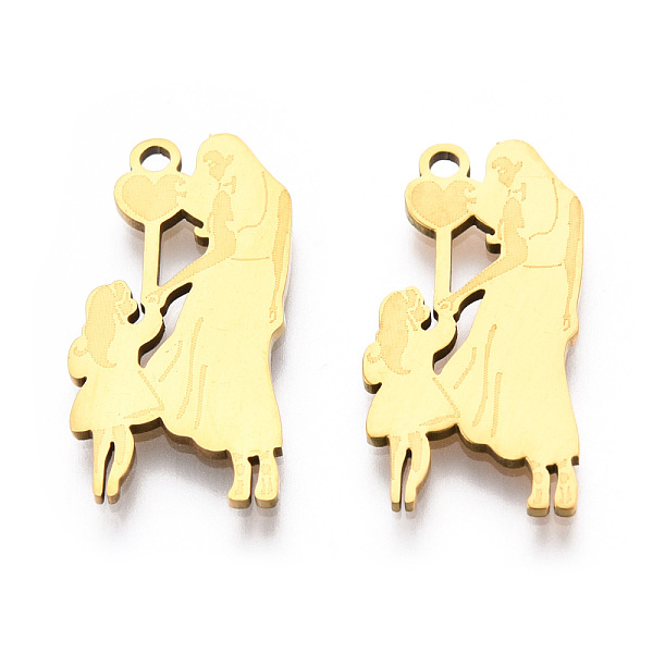 

PandaHall 201 Stainless Steel Pendants, Family Charm, Real 18K Gold Plated, 21x11x1mm, Hole: 1.4mm 201 Stainless Steel Human