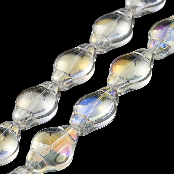 

PandaHall Electroplate Transparent Glass Beads Strands, Full Rainbow Plated, Lantern, Clear AB, 12.5x9x5.5mm, Hole: 1mm, about 50pcs/strand..., White