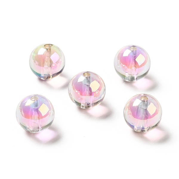 

PandaHall Two Tone UV Plating Rainbow Iridescent Acrylic Beads, Round, Pink, 15~15.5x15.5~16mm, Hole: 3~3.1mm Acrylic Round Pink