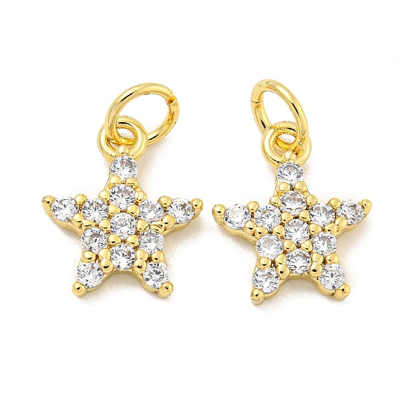 

PandaHall Rack Plating Brass Micro Pave Clear Cubic Zirconia Pendants, Long-Lasting Plated, with Jump Rings, Lead Free & Cadmium Free, Star...