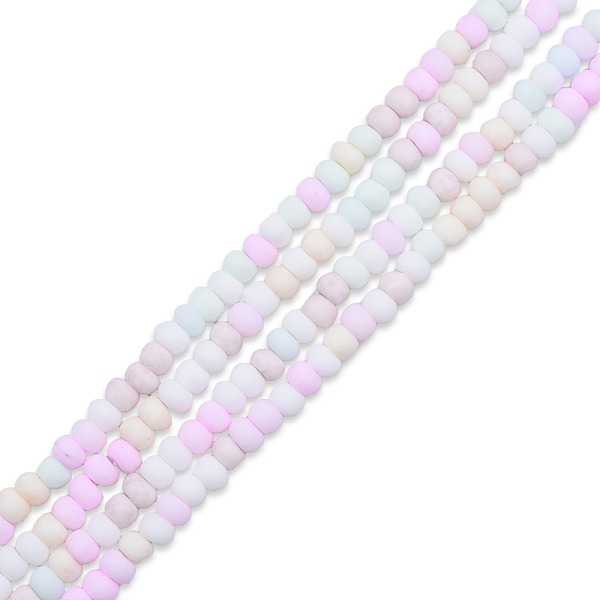 

PandaHall Opaque Spray Painted Glass Bead Strands, Frosted, Flat Round, Pearl Pink, 4~4.5x3mm, Hole: 1mm, about 133~135pcs/strand, 15.43...