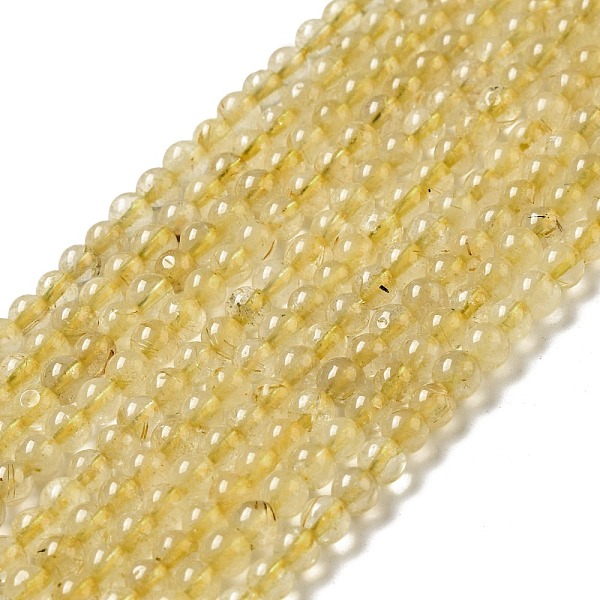 PandaHall Natural Rutilated Quartz Beads Strands, Grade A, Round, 5mm, Hole: 0.7mm, about 91pcs/strand, 15.55''(39.5cm) Rutilated Quartz...