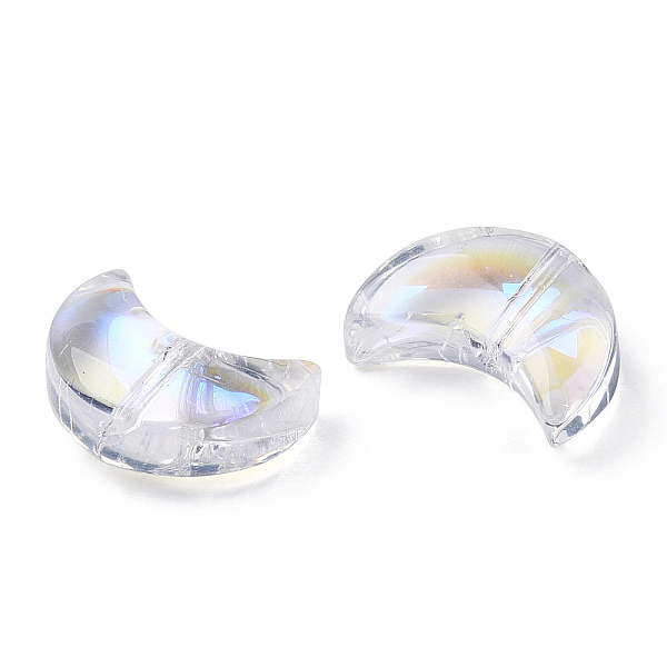 

PandaHall Electroplate Transparent Glass Beads, AB Color Plated, Crescent Moon, Clear AB, 14x10x5.5mm, Hole: 1mm Glass Moon White