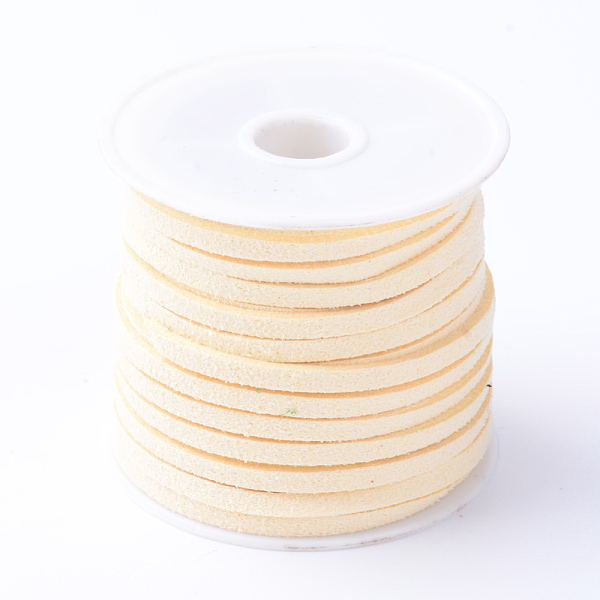 

PandaHall Faux Suede Cord, Faux Suede Lace, Lemon Chiffon, 3x1.5mm, about 5.46 yards(5m)/roll, 25rolls/bag Faux Suede Yellow