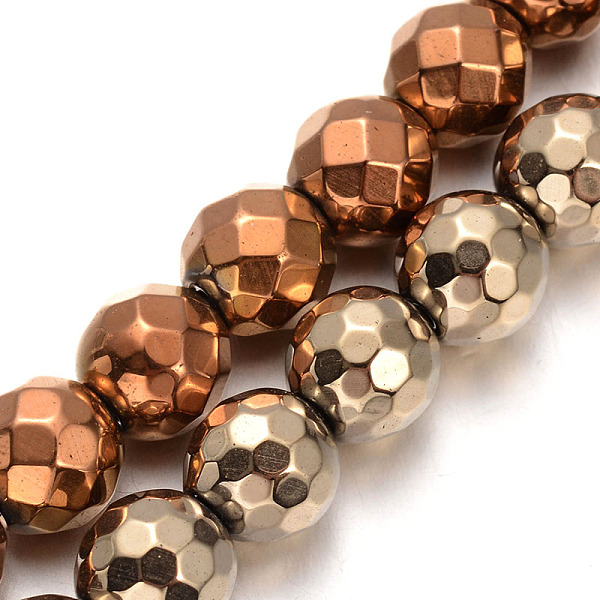 

PandaHall Electroplated Non-magnetic Synthetic Hematite Bead Strands, Faceted Round, Mixed Color, 8mm, Hole: 1mm, about 51pcs/strand, 15.7...