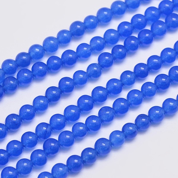 

PandaHall Natural & Dyed Malaysia Jade Bead Strands, Round, Blue, 4mm, Hole: 0.8mm, about 92pcs/strand, 15 inch Malaysia Jade Round Blue