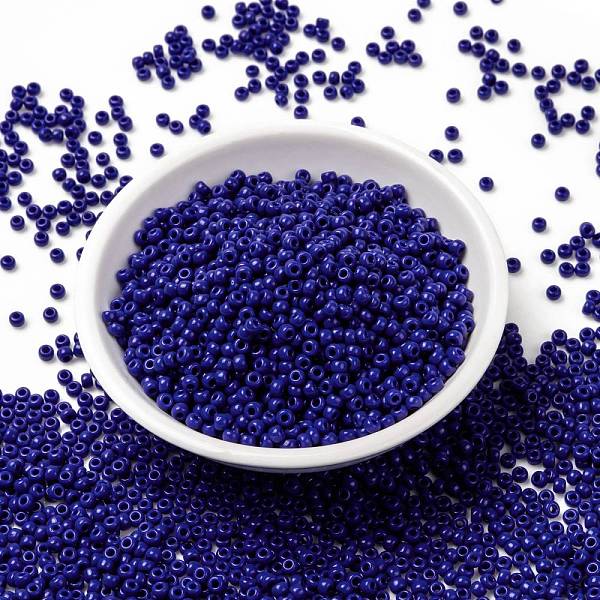 

PandaHall MIYUKI Round Rocailles Beads, Japanese Seed Beads, (RR414) Opaque Cobalt, 8/0, 3mm, Hole: 1mm, about 2111~2277pcs/50g Glass Blue