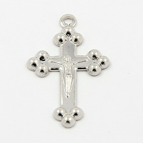 

PandaHall Brass Crucifix Cross Pendants, for Easter Jewelry Making, Platinum, 22.5x14x1.5mm, Hole: 1mm Brass Cross