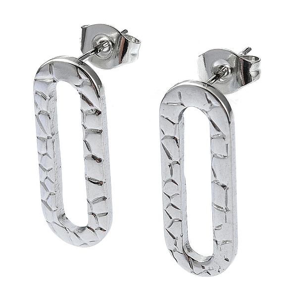 

PandaHall 201 Stainless Steel Stud Earrings, with 304 Stainless Steel Pins, Hollow Oval, Stainless Steel Color, 20x7.5mm 201 Stainless Steel...