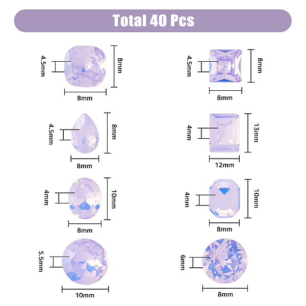 Dicosmetic 40шт 8 стиля K9 стеклянные кабошоны со стразами