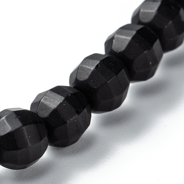 

PandaHall Frosted Glass Beads Stretch Bracelets, Faceted, Round, Black, Beads: 5.5~6mm, Inner Diameter: 2-1/8 inch(5.3cm) Glass Black