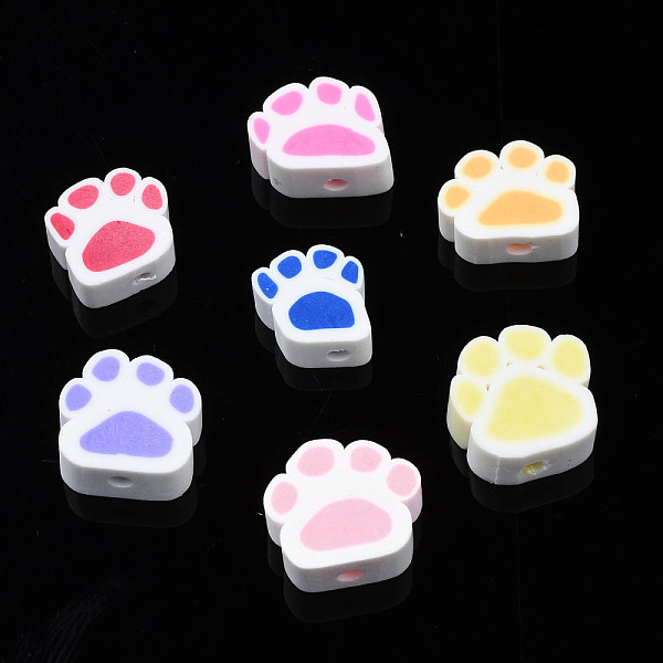 

PandaHall Handmade Polymer Clay Beads, Paw Print, Mixed Color, 8~11x9~11x4~5mm, Hole: 1.2~1.6mm Polymer Clay Others Multicolor