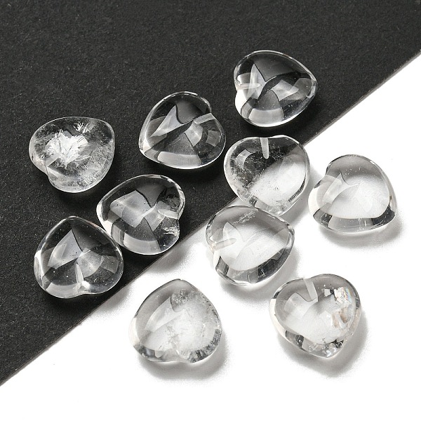 

PandaHall Natural Quartz Crystal Beads, Half Drilled, Rock Crystal Heart Beads, 15.5x15.5x8mm, Hole: 1mm Quartz Crystal Heart