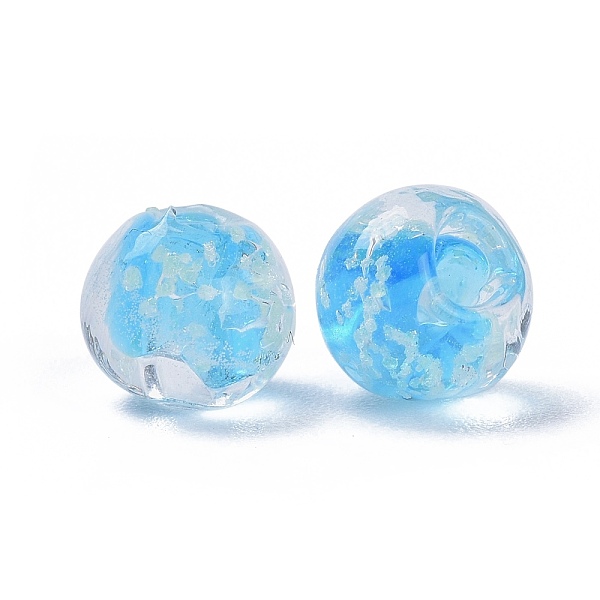 

PandaHall Handmade Luminous Lampwork Beads, Round, Deep Sky Blue, 8mm, Hole: 1mm Lampwork Round Blue