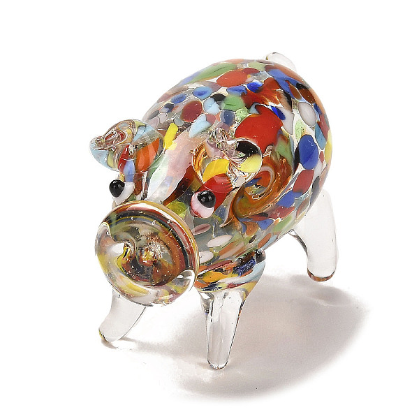 

PandaHall Handmade Lampwork 3D Animal Ornaments, for Home Office Desktop Decoration, Pig, 47x23x30mm Lampwork Pig