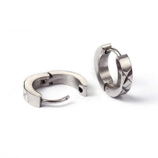 

PandaHall 304 Stainless Steel Huggie Hoop Earrings, Hypoallergenic Earrings, Stainless Steel Color, 13.5x3mm, Pin: 1mm 304 Stainless Steel