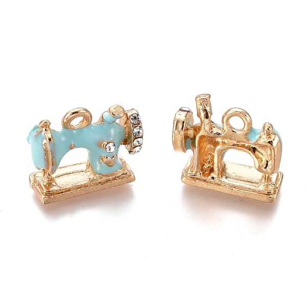 

PandaHall Alloy Pendants, with Enamel and Crystal Rhinestone, Sewing Machine, Golden, Cyan, 13.5x16x6mm, Hole: 2mm Alloy Rhinestone+Enamel...