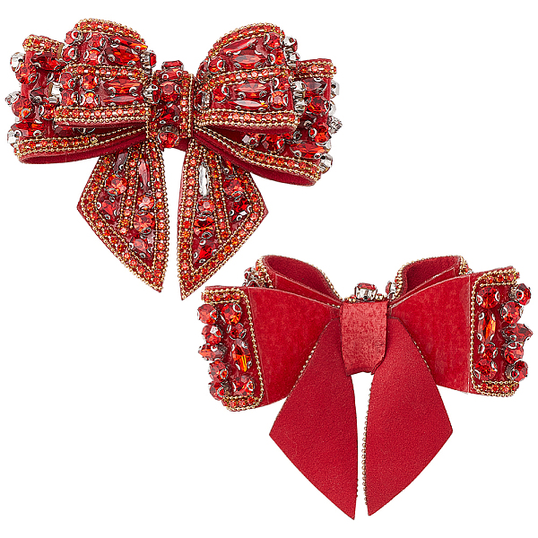 

PandaHall 2 Pcs Bow Detachable Shoe Decorations, Light Siam Rhinestone Applique Shoe Bow Decorative Shoes Accessory Alloy Crystal Bowknot..., Red