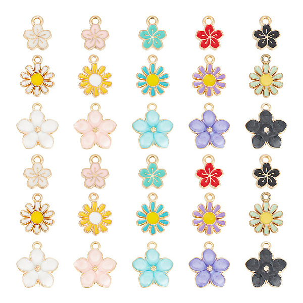 

PandaHall HOBBIESAY 90Pcs 15 Style Alloy Enamel Charms, Cadmium Free & Nickel Free & Lead Free, Golden, Flower Charm, Mixed Color..., Multicolor