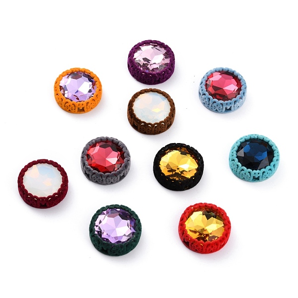 

PandaHall Flocky Sew on Rhinestone, Glass Rhinestone, with Flocky Brass Findings, Garments Accessories, Flat Round, Mixed Color, 30.5x10mm..., Multicolor