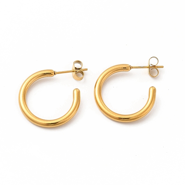 

PandaHall 304 Stainless Steel Ring Stud Earrings, Half Hoop Earrings for Women, Real 18K Gold Plated, 20.5x20x2mm, Pin: 0.7mm 304 Stainless...