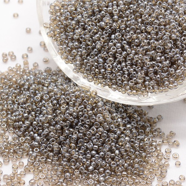 

PandaHall 8/0 Glass Seed Beads, Grade A, Round, Transparent Colours Lustered, Gray, 2.8~3.2mm, Hole: 1.0mm, about 1500pcs/50g Glass Gray