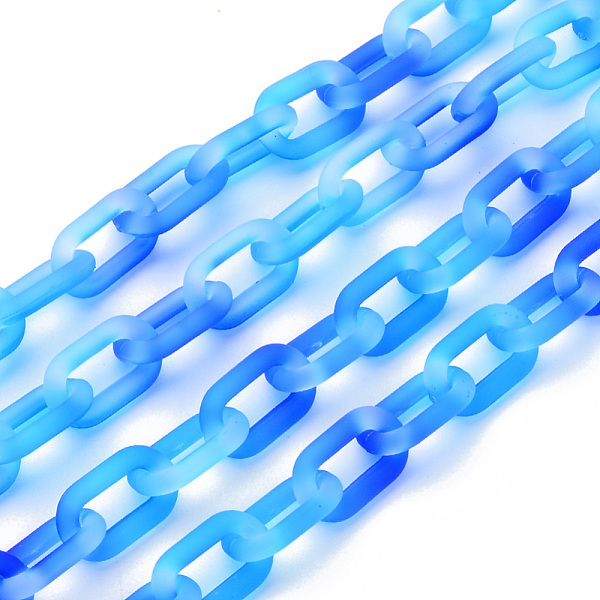

PandaHall Two Tone Spray Painted Handmade Transparent Acrylic Cable Chains, Rubber Style, for Purse Strap Bag Chain, Blue, Link: 14x8x2.5mm...