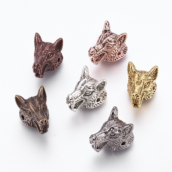 

PandaHall Tibetan Style Alloy Beads, Wolf, Mixed Color, 11x11.5x18mm, Hole: 1.6mm Alloy Other Animal Multicolor