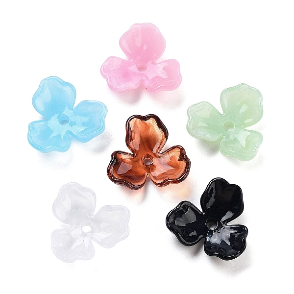 

PandaHall Acrylic Beads Caps, 3-Petal Flower, Mixed Color, 22x23.5x6mm, Hole: 2.8mm Acrylic Multicolor