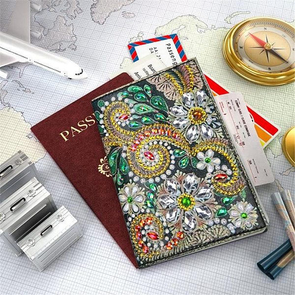 

PandaHall DIY Diamond Painting Passport Cover Kits, including Resin Rhinestones, Diamond Sticky Pen, Tray Plate and Glue Clay, Colorful...