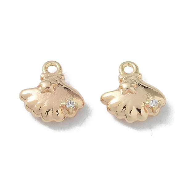 

PandaHall Ocean Collection Theme Jewelry, Brass with Cubic Zirconia Charms, Real 18K Gold Plated, Shell Shape, 10x9x4mm, Hole: 1.2mm..., Clear