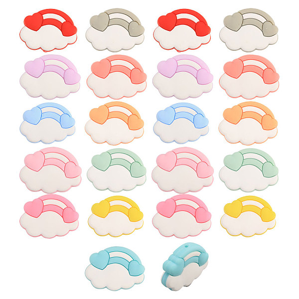 

PandaHall CHGCRAFT 22Pcs 11 Colors Cloud & Rainbow Food Grade Eco-Friendly Silicone Beads, Chewing Beads For Teethers, DIY Nursing Necklaces..., Multicolor