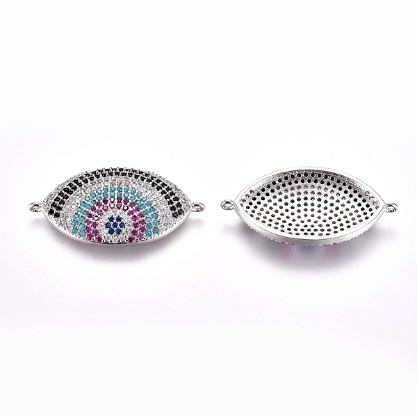 

PandaHall Brass Micro Pave Cubic Zirconia Links connectors, Eye, Colorful, Platinum, 30x15x4mm, Hole: 1mm Brass+Cubic Zirconia Eye